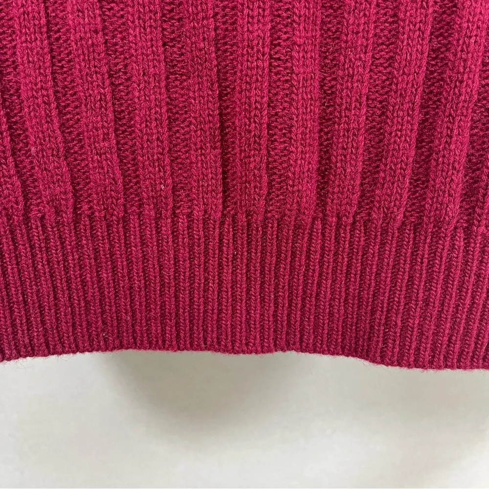 Brooks Brothers Red Ribbed Lambswool Long Sleeve Sweater